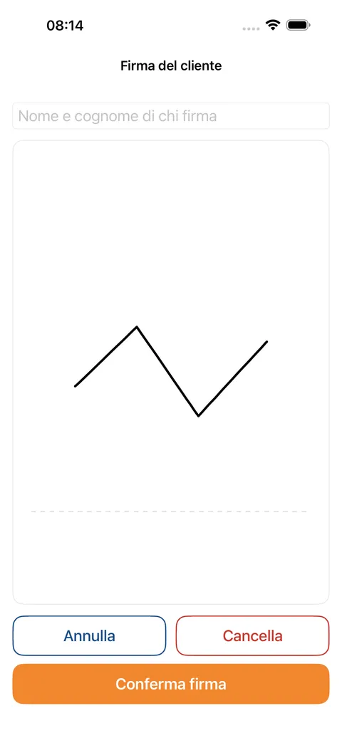 Customer signature on screen for the job report